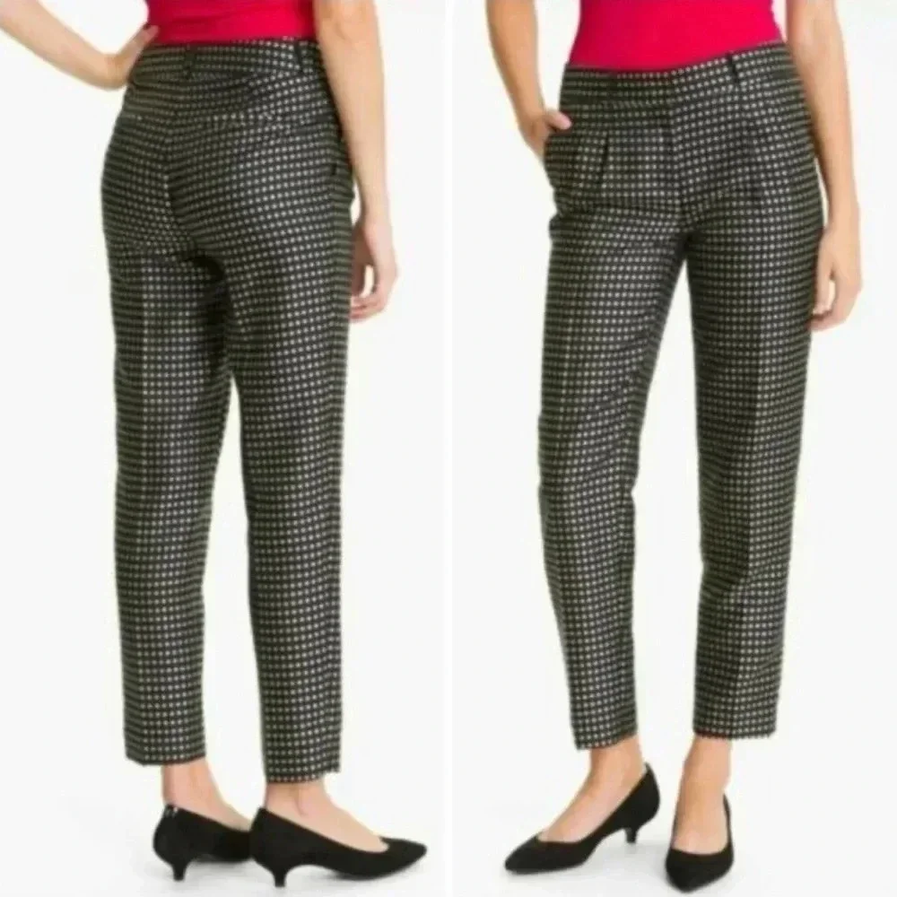 KATE SPADE NY Avery Crop Dress Career Trouser Pants Black Polka Dot Womens 4 NEW